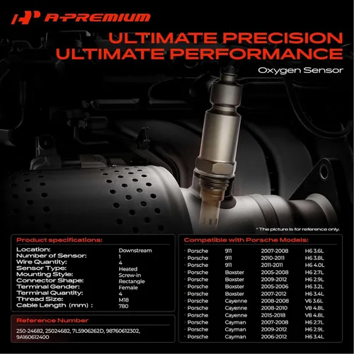 Vista 2 de A-Premium Sensor de oxígeno O2 compatible con Porsche Boxster 2005-2012, 911 2007-2011, Cayenne 2008-2010 2015-2018, Cayman 2006-2012, Reemplazo #