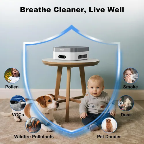 Vista 6 de Purificadores de aire para el hogar, filtro HEPA H13 auténtico captura humo, olores, caspa de mascotas, purificador de aire portátil y silencioso