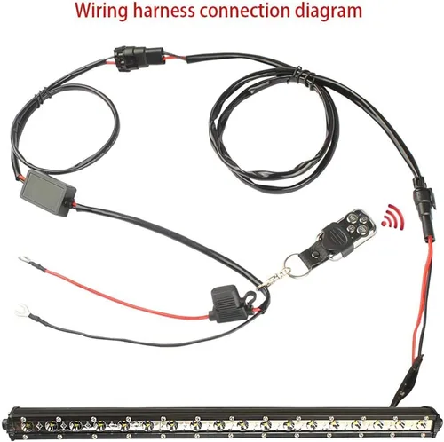 Vista 4 de Kit de arnés de cableado con control remoto inalámbrico para barra de luz LED de 12 V, soporta 1/2 cables, 4 modos