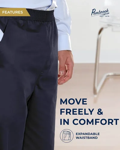 Vista 2 de Pembrook Pantalones de cintura elástica para hombre para personas mayores, pantalones adaptativos para hombres mayores, pantalones de cintura