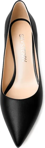 Vista 3 de SKYSTERRY Zapatos de tacón bajo con punta puntiaguda mate para mujer, de 2 pulgadas