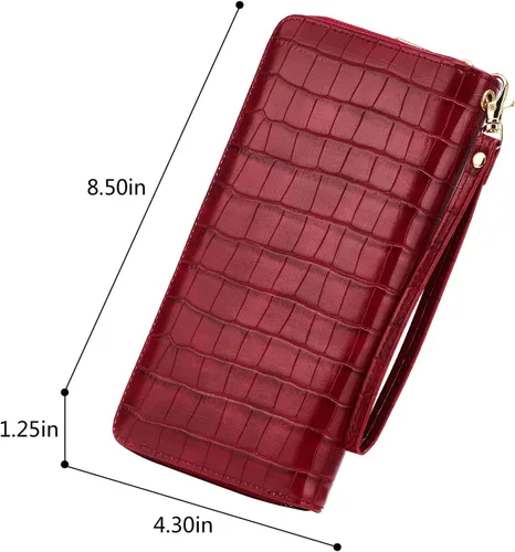 Vista 3 de WOZEAH - Cartera de piel sintética con cremallera y bloqueo RFID para mujer, ideal para viajar