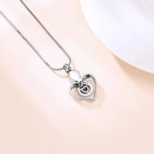Vista 6 de Infinity Heart Urn Necklace for Women Cremation Jewelry Birthstone Pendant Necklace Memorial Keepsake Jewelry Urn Gift for Women