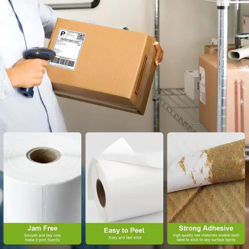 Vista 3 de Etiqueta térmica directa de 2 x 1 pulgadas, papel para códigos de barras, franqueo, dirección, perforada y compatible con impresoras Rollo, Zebra