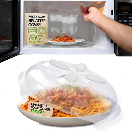 Vista 10 de HOVER COVER Cubierta magnética contra salpicaduras, tapa transparente de 12 pulgadas sin BPA, protector de placa ventilada con rejillas de Grafito