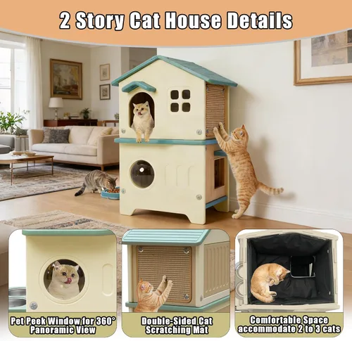 Vista 3 de Casa aislada para gatos al aire libre con forro