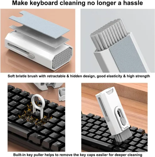 Vista 5 de Kit limpiador electrónico 8 en 1, herramientas de limpieza de teclado multifunción para Airpods, laptop, iPhone, auriculares, kit de limpieza