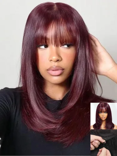 Vista 19 de Nadula Yaki - Peluca de cabello humano lacio estilo Bob con cordón y capas de enmarcar la cara, densidad del 180%, sin pegamento, 7x5 Bye Bye Knots