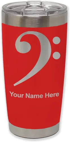 Vista 27 de LaserGram Vaso aislado al vacío de 20 onzas, clave de bajo, grabado personalizado incluido (negro) Engraved Gift for Musician, Vacuum Insulated