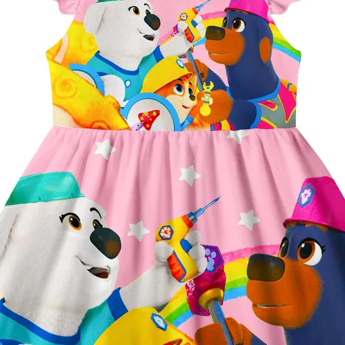 Vista 2 de DYNLAB Lindo conjunto de camisa de perro para niñas, camiseta de manga corta, disfraz para niños