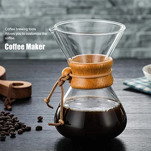 Vista 4 de Atyhao Cafetera de vidrio de alta temperatura de goteo de café con filtro de acero inoxidable (20.3 fl oz)