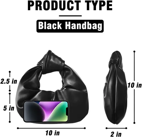 Vista 3 de Bolso de mano para mujer, de piel sintética fruncida, mini monedero para mujer, bolsos pequeños
