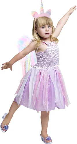 Vista 5 de Alas de unicornio con diadema para niñas alas de ángel de plumas accesorios de disfraz de Halloween decoraciones de cumpleaños