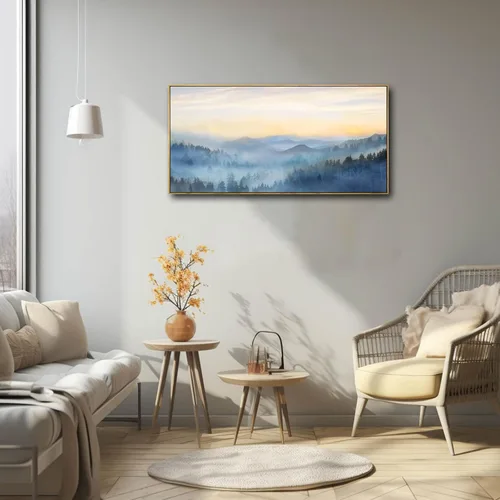 Vista 2 de YJYart Arte de pared de árbol para sala de estar, bosque y naturaleza, pintura de 20 x 40 pulgadas, enmarcado, paisaje, impresión en lienzo
