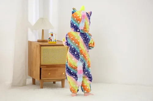 Vista 34 de Mameluco unisex de franela para bebé, disfraz de animal con capucha de dibujos animados