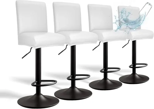 Vista 25 de Fundas de Cuero PU para Taburete de Bar con Respaldos, Paquete de 2 Fundas Elásticas Impermeables para Sillas de Taburete de Bar, Fundas Lavables