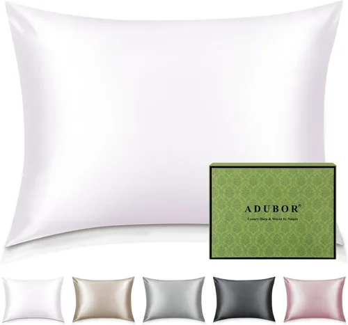 Vista 20 de Adubor Funda de almohada 100% de seda, fundas de almohada de seda de morera, 22 fibras de grado Momme 6A, funda de almohada de seda para la salud