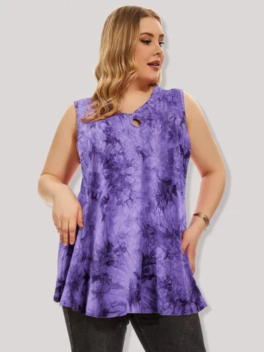Vista 4 de LARACE Camisetas sin mangas de talla grande para mujer, camisetas recortadas, ropa de moda, ajuste holgado, blusas sin mangas con nudo torcido