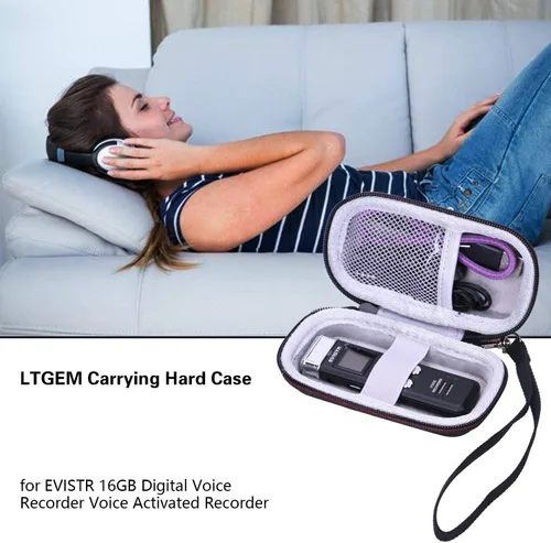 Vista 5 de LTGEM - Funda compatible con grabadora de voz digital activada por voz (interior: 4.1"x2.1"x0.7"), negro+gris