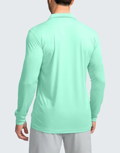 Vista 2 de Camisa polo de manga larga para hombre, ligera, protección solar UPF 50+, camisas geniales para hombres, trabajo, pesca, al aire libre