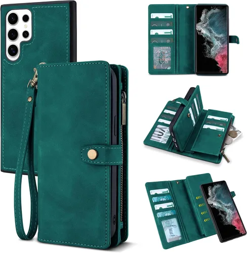Vista 18 de TwoHead - Funda tipo cartera para Samsung Galaxy S22, 11 tarjeteros, color negro Sueño Negro