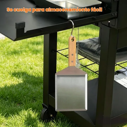 Vista 7 de Skyflame Espátula de hamburguesa extraancha de 6 x 5 pulgadas con borde