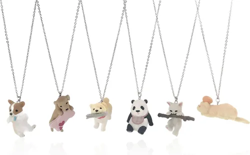 Vista 2 de 3d Panda Necklace Animal Set for Girls and Women, Silver Chain Jewelry Inspired by Cute Panda Corgi Dog Cats, Gift for Pet Lovers
