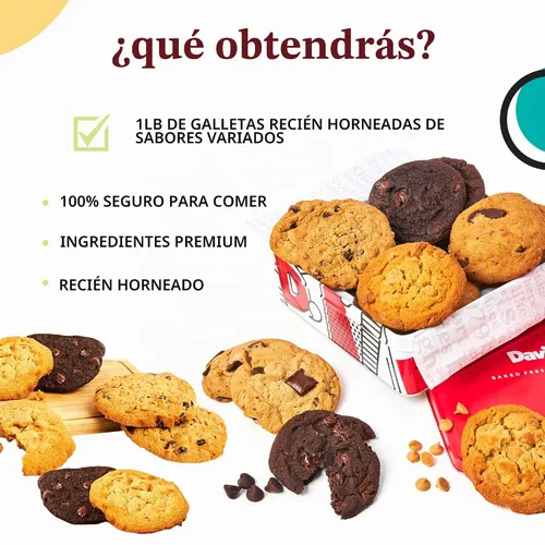 Vista 2 de David's Cookies Cesta de regalo de galletas surtidas gourmet recién