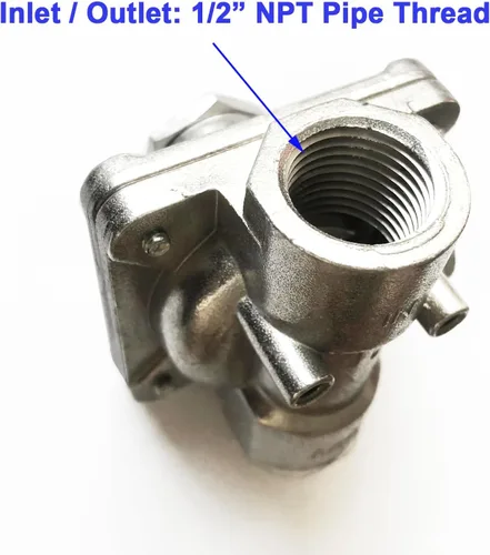 Vista 4 de Regulador de Parrilla de Gas Natural GRILLJOB con 2 Conexiones de Latón, Tubo de Gas de Entrada/Salida 1/2'' X 1/2''-14NPT, Presión Máxima