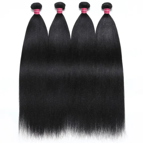 Vista 4 de Beauty Forever Yaki - Extensiones de cabello humano virgen mongol sin procesar, grado 12A, 3 paquetes de cabello humano virgen mongol sin procesar