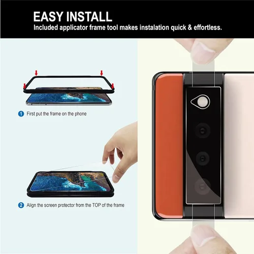 Vista 3 de Pixel 6 - Protector de pantalla de vidrio templado con protector de lente de cámara para Google Pixel 6 [desbloqueo de huellas dactilares]