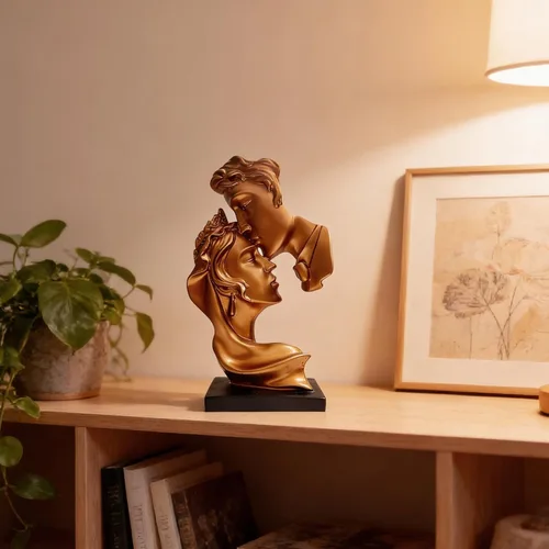 Vista 6 de Escultura de beso para parejas, arte abstracto, escultura de pareja, decoración de estatua de resina, estatua romántica utilizada para decoración