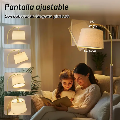 Vista 4 de Lámparas de pie de madera real para sala de estar, dormitorio, lámpara