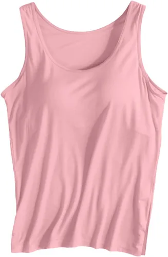 Vista 24 de Camiseta sin mangas con brasier integrado para mujer, sin mangas, correa ancha, ropa de dormir básica, para entrenamiento, yoga, camisola acolchada