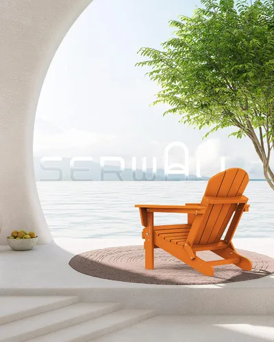 Vista 2 de SERWALL - Silla plegable Adirondack para patio, jardín, exterior, resistente a la intemperie, sillas para hoguera, color naranja