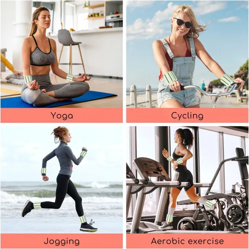Vista 6 de TOPESCT Juego de 2 pesas ajustables para muñeca y tobillo (1 libra cada una), para yoga, danza, barras, pilates, cardio, aeróbicos, caminar Verde