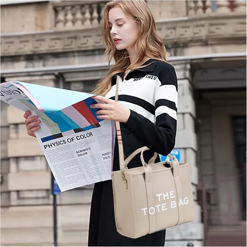 Vista 5 de Bolso de mano para mujer, bolso grande de piel sintética, bolso de mano personalizado de moda