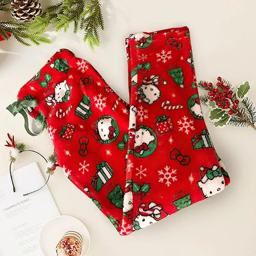 Vista 6 de Pijamas de anime de Halloween para mujeres y niñas, dibujos animados de gato, todos los personajes, franela, pantalones de pijama para dormir