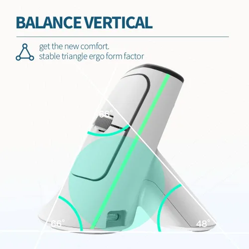 Vista 3 de DeLUX Mouse ergonómico Bluetooth, mouse vertical inalámbrico con pantalla OLED, receptor USB y BT5.0, 4000 DPI, 6 botones, ratones de túnel carpiano