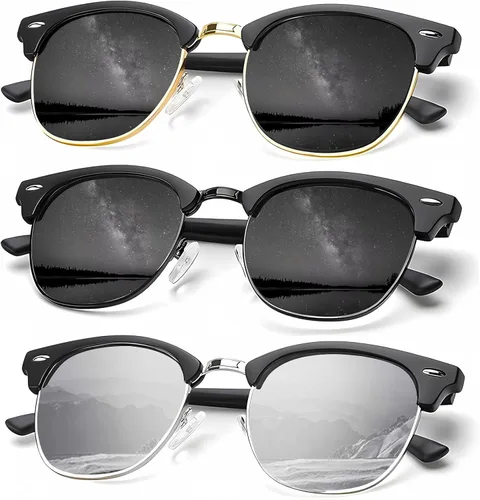 Vista 30 de KALIYADI - Gafas de sol polarizadas para hombres y mujeres unisex, marco semirretráctil, estilo retro, para conducir, con bloqueo UV