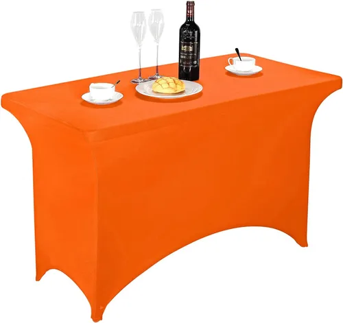 Vista 13 de FORLIFE - Funda de mesa de elastano, mantel ajustado de 4 pies para mesas rectangulares, funda elástica para patio, universal para bodas, banquetes