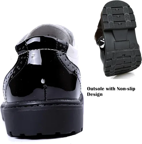 Vista 5 de DADAWEN Zapatos de uniforme escolar con cordones para niños y niñas, cómodos zapatos de vestir Oxford (bebéniño pequeñoniño grande)