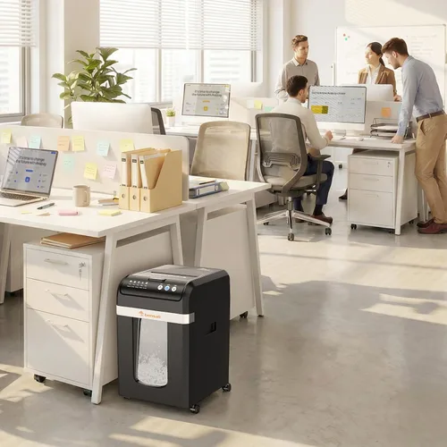 Vista 8 de Bonsaii - Trituradora de papel de 200 hojas de alimentación automática micro corte resistente para oficina 60-Min Nonstop Run, P4 High Security