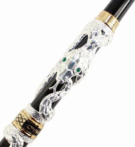 Vista 7 de Gullor Bolígrafo Rollerball Negro y Plata Antigua Serpiente Patrón 3D (blanco y negro)