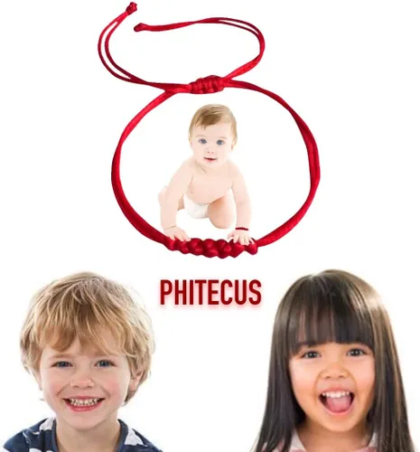 Vista 5 de PHITECUS Pulsera de protección roja para recién nacidoniñabebéniña y niñomamá y yofamilia y yo. Amuleto para niños. Cuerda para la buena suerte