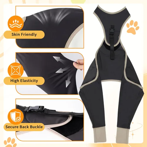 Vista 4 de Funda para perro para evitar lamer la pierna trasera, alternativa al collar cónico, proporciona protección contra heridas, manga de pierna trasera