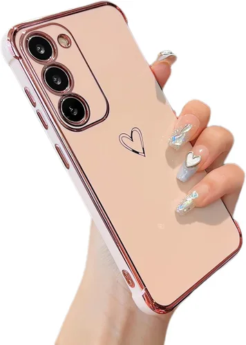 Vista 86 de ZTOFERA Funda diseñada para Google Pixel 7a, bonito diseño de corazones de amor con borde chapado y protección de lente de cámara, para Google Pixel
