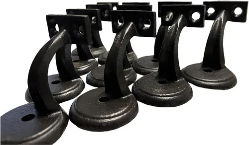 Vista 3 de JM - Soporte de acero fundido resistente para pasamanos, negro mate, paquete de (10)