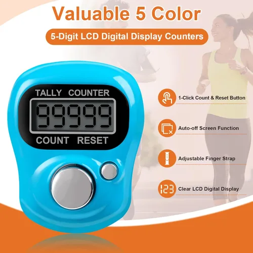 Vista 2 de Amble Contador de clicker con diamantes de imitación, contador de contador de 5 dígitos, clickers para vuelta, lanzamiento, golf, tejido, conteo