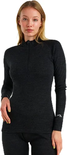 Vista 21 de Suéter 100% de lana merino con cremallera para mujer, capa base térmica con . 250 negro